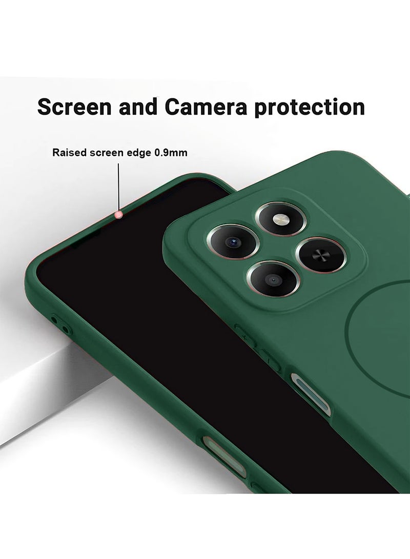 Wtech Honor X6c 4G 2025 Premium Liquid Silicone Compatible With Thin Magsafe Ring Case Cover (MCMPMN) - Dark Green - Image 4