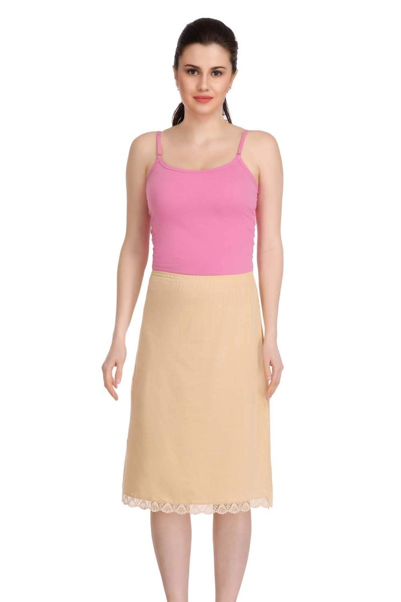 Splash Cotton Rich Regular Skirt Slip for Women - Knee Length - Black & Beige - M - Image 5