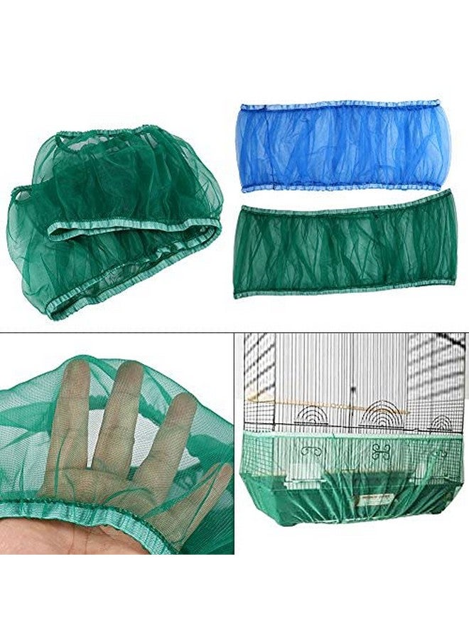 GOTOTOP 4 Colors Ventilated Nylon Bird Cage Cover Shell Seed Catcher Pet Products Large Size Bird Cage Seed Catcher Seeds Guard Parrot Nylon Mesh Net Cover Stretchy Shell Skirt Traps Cage Basket (Green)  - Image 5