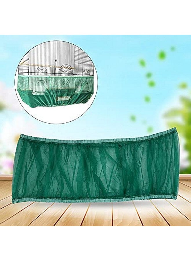 GOTOTOP 4 Colors Ventilated Nylon Bird Cage Cover Shell Seed Catcher Pet Products Large Size Bird Cage Seed Catcher Seeds Guard Parrot Nylon Mesh Net Cover Stretchy Shell Skirt Traps Cage Basket (Green)  - Image 3