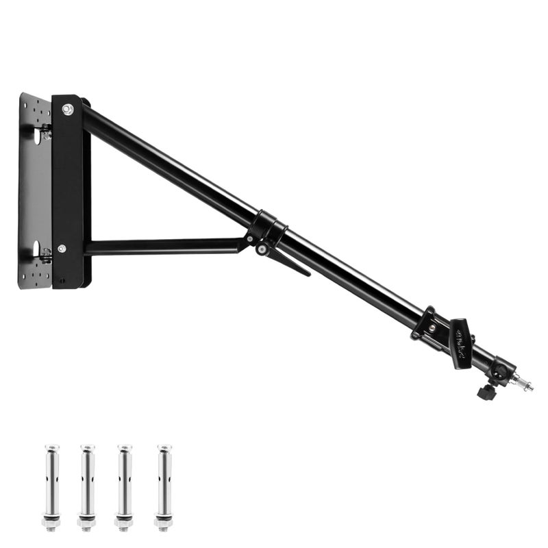 Selens Wall Mount Boom Arm with Triangle Base, Max Length 51inches/130cm Adjustable Camera Mount Up to 4.26ft for Photography Studio Video Strobe Flash, Ring Light, Softbox, Umbrella Reflector etc. - Image 1