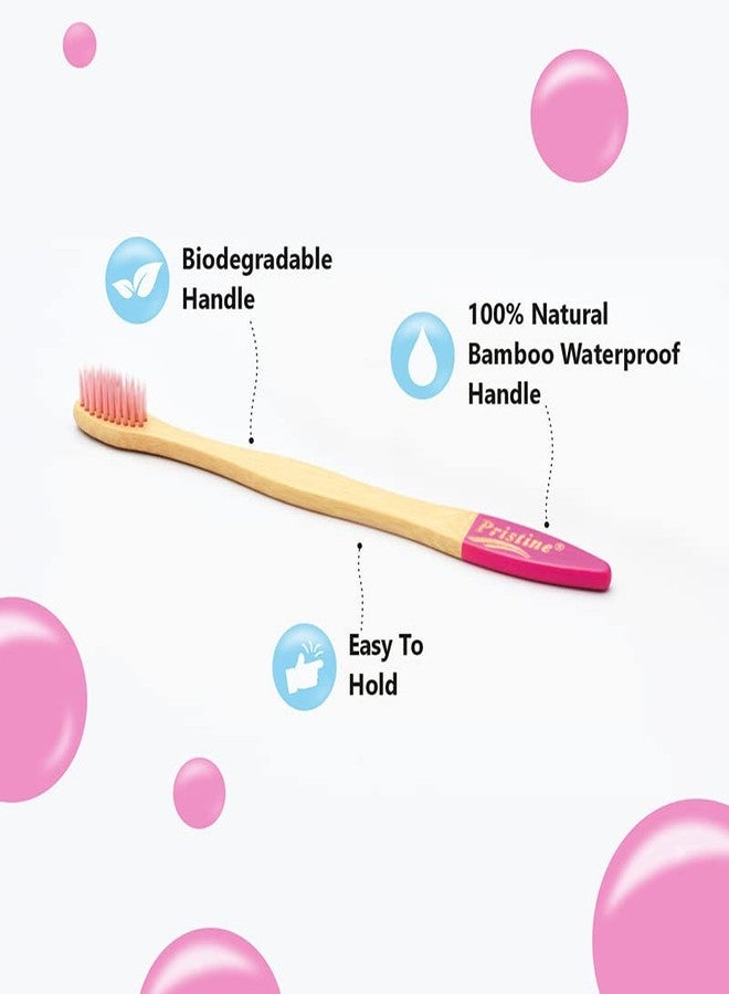 Pristine C Curve bamboo toothbrush Soft Pink Bristle pack of 3 Eco friendly toothbrush - Image 2