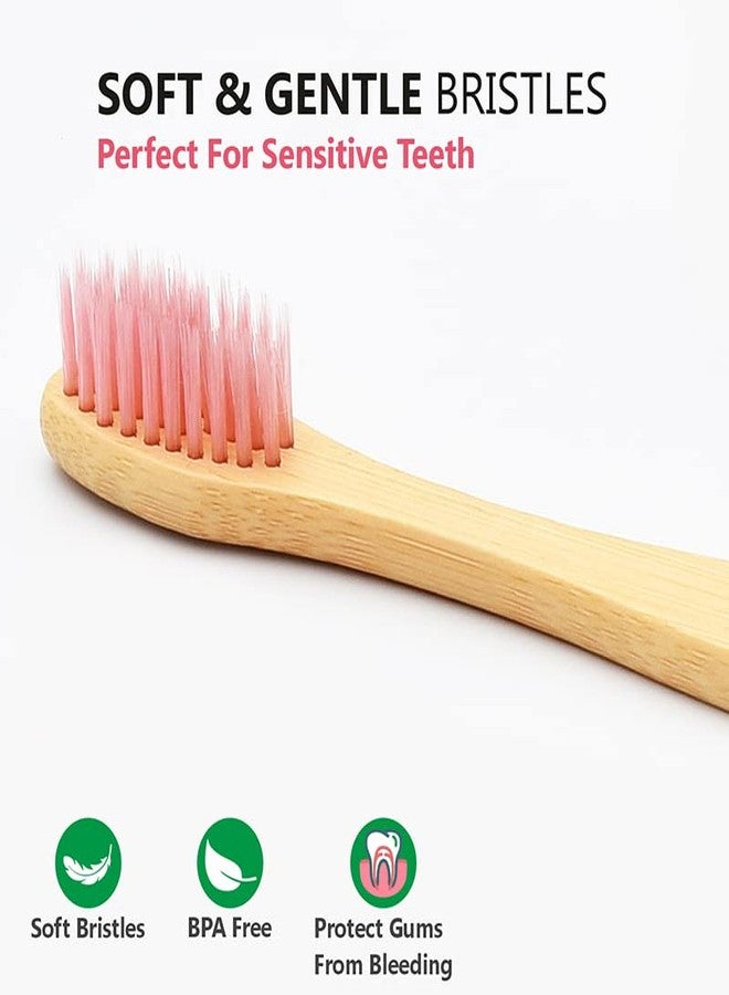 Pristine C Curve bamboo toothbrush Soft Pink Bristle pack of 3 Eco friendly toothbrush - Image 3