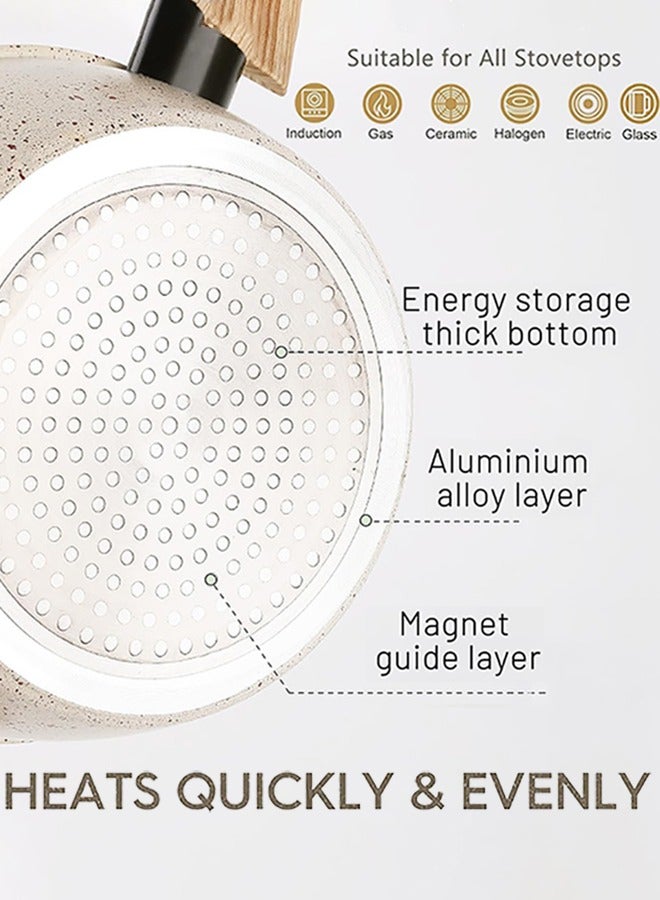 Garlo Nonstick Stock Pot, 24CM Cooking Pot with Lid, Induction Soup Pot White Granite, Non Stick Pot with Stay-cool Handle, 6 Quart /4.2L Pot for Cooking - Image 5