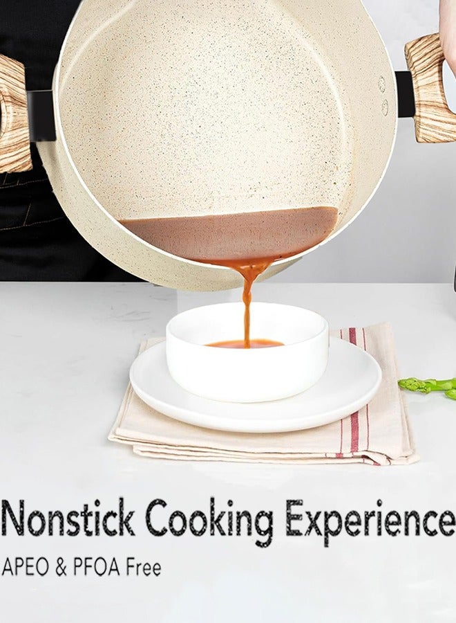 Garlo Nonstick Stock Pot, 24CM Cooking Pot with Lid, Induction Soup Pot White Granite, Non Stick Pot with Stay-cool Handle, 6 Quart /4.2L Pot for Cooking - Image 3