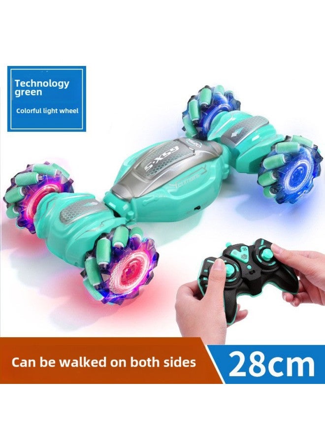 إسكدنيا سيارة تشنغدي بجهاز تحكم عن بعد 011، شحن الموسيقى الخفيفة، سيارة تشوه كهربائية للأطفال، لعبة الانجراف البهلوانية عبر البلاد، اللون: عجلة القمح، نسخة التحكم عن بعد الزمرد - النسبة: 1:16 - Image 1