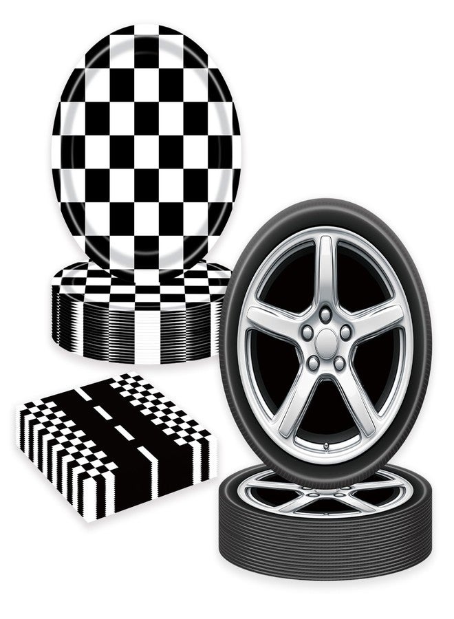 LYFREE 60 Pcs Racing Car Paper Plates and Napkins Race Car Birthday Party Plates Supplies Disposable Dinner Dessert Tableware Decorations for Boys Birthday Race Themed Kids Truck Party Serve 20 Guests - Image 1