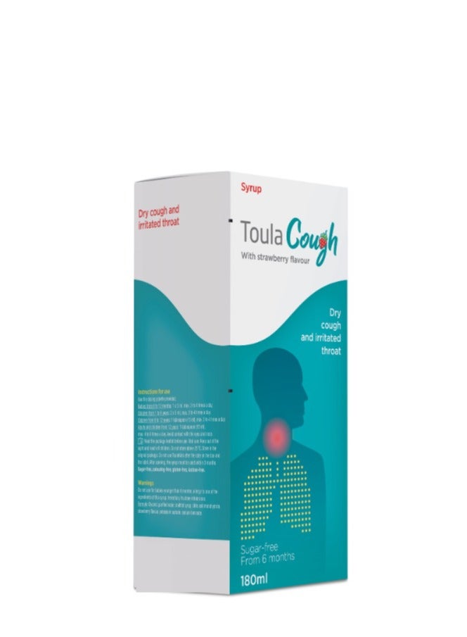 Toula Cough Syrup Strawberry Flavour 180ml Herbal Throat Comfort Wellness Formula
