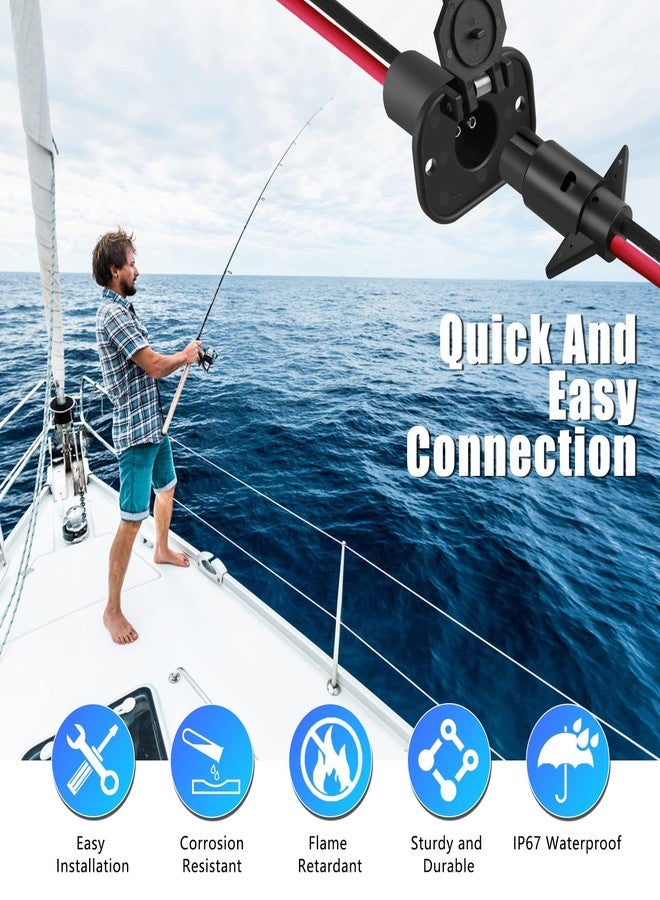 مجموعة قابس ومقبس محرك الصيد Vowish 12 فولت، سلكان، مقاومة للماء، توصيل سريع، مع مقبس تثبيت على اللوحة للقوارب البحرية وقوارب الكاياك وقوارب الصيد. - Image 2