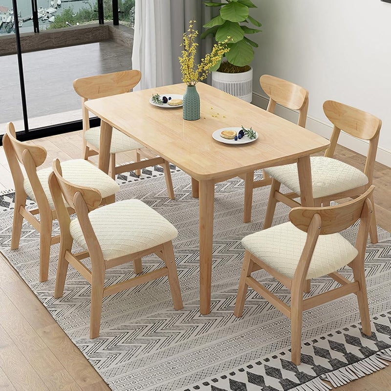 Pack Stretch Jacquard Chair Seat Covers - Removable Washable Anti-Dust Dining Room Chair Slipcovers (Beige) - Image 2