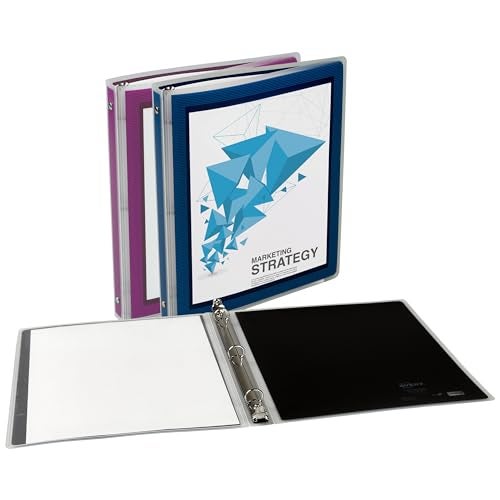 Avery Flexi-View 3 Ring Binders, 1/2 Inch Round Rings, Assorted Colors (Black, Burgundy, Navy Blue), Pack of 12 Binders (15760) - Image 3