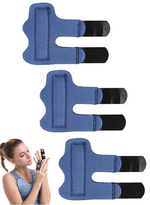 3 Pcs Trigger Finger Splint Finger Brace splint , Broken Finger Protector Straightening (Blue)