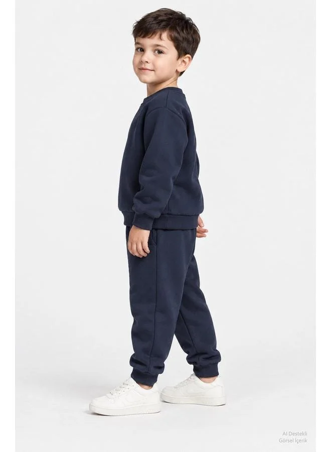 Perendi Unisex Kids Bicycle Collar Winter Top and Bottom Set.