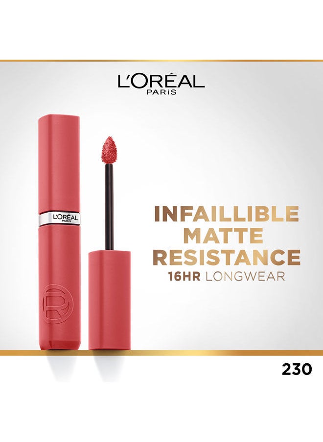 L'OREAL PARIS - Infaillible Matte Resistance Liquid Lipstick With Hyaluronic Acid - 230 Shopping Spree - Image 1
