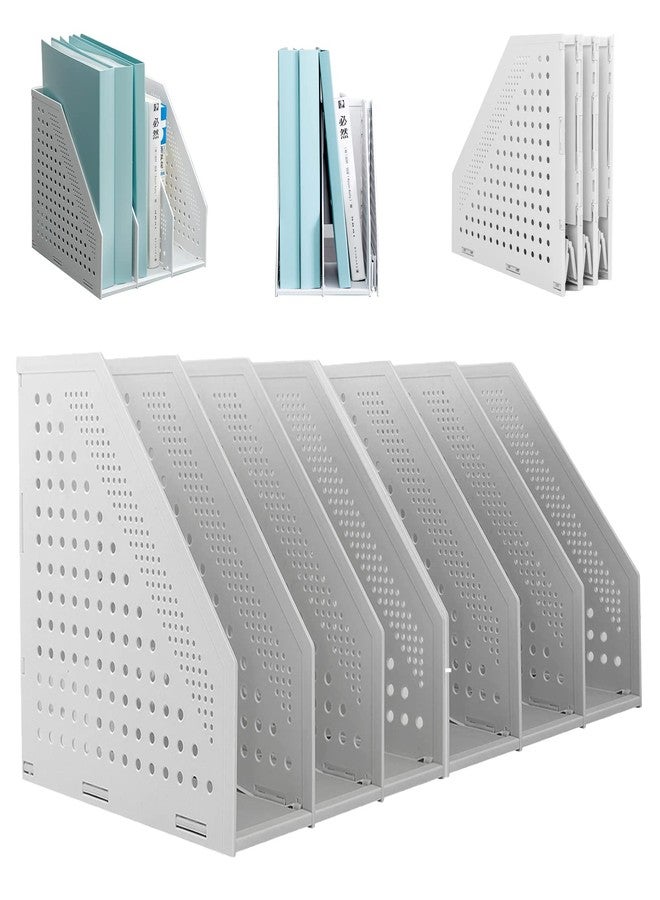 ساييك منظم ملفات المجلات البلاستيكي القابل للطي من SAYEEC، قطعتان، منظم تخزين عمودي للمجلات، مناسب للمكتب، منظم ملفات متين قائم لسطح المكتب، رف للمجلات مناسب للمكتب والمدرسة والمنزل (3 أقسام، رمادي) - Image 1