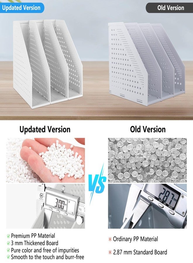 ساييك منظم ملفات المجلات البلاستيكي القابل للطي من SAYEEC، قطعتان، منظم تخزين عمودي للمجلات، مناسب للمكتب، منظم ملفات متين قائم لسطح المكتب، رف للمجلات مناسب للمكتب والمدرسة والمنزل (3 أقسام، رمادي) - Image 5