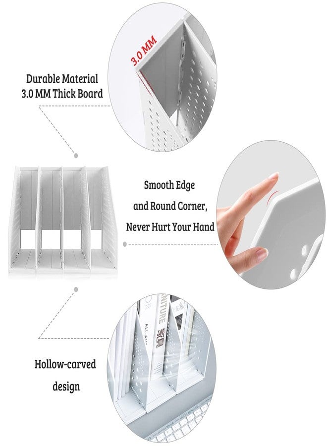 ساييك منظم ملفات المجلات البلاستيكي القابل للطي من SAYEEC، قطعتان، منظم تخزين عمودي للمجلات، مناسب للمكتب، منظم ملفات متين قائم لسطح المكتب، رف للمجلات مناسب للمكتب والمدرسة والمنزل (3 أقسام، رمادي) - Image 4