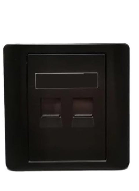 DKURVE Black CAT5E CAT6 Network Wall Socket RJ45 LAN Faceplate  (2 Port)