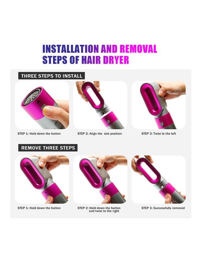 5 in 1 Multi Hair Dryer Styler: High-Speed Negative Ionic Brush for Curling, Volumizing, Straightening, Waves - Professional Salon Tool Black