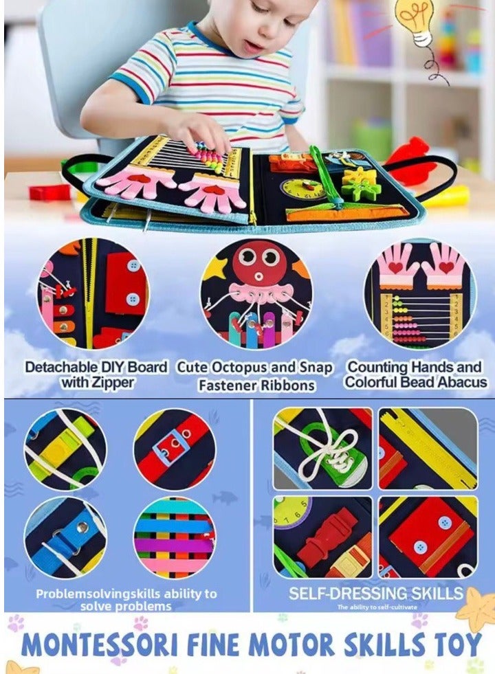 Busy Book for Toddlers – Montessori Sensory Activity Book with Zippers, Buttons, Shoelaces, and Alphabet – Educational Travel Toy for Kids (Ages 2–6) - Image 5