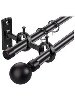 Y&D Bracket for Curtain Pole, 2pcs Double RodHolder, Wall Mount Heavy Duty Adjustable 28mm Rod Window, Bedroom, Home Black  - Image 5