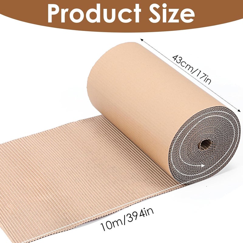Neyauo 17 x 394 Inch Corrugated Cardboard Roll, Brown Single Face Corrugated Paper, Thicker Wider Large Cardboard Sheets, Heavy Duty Shipping Corrugateds Paper Roll Wrap for Gift Packing, Storage, DIY Crafts - Image 2