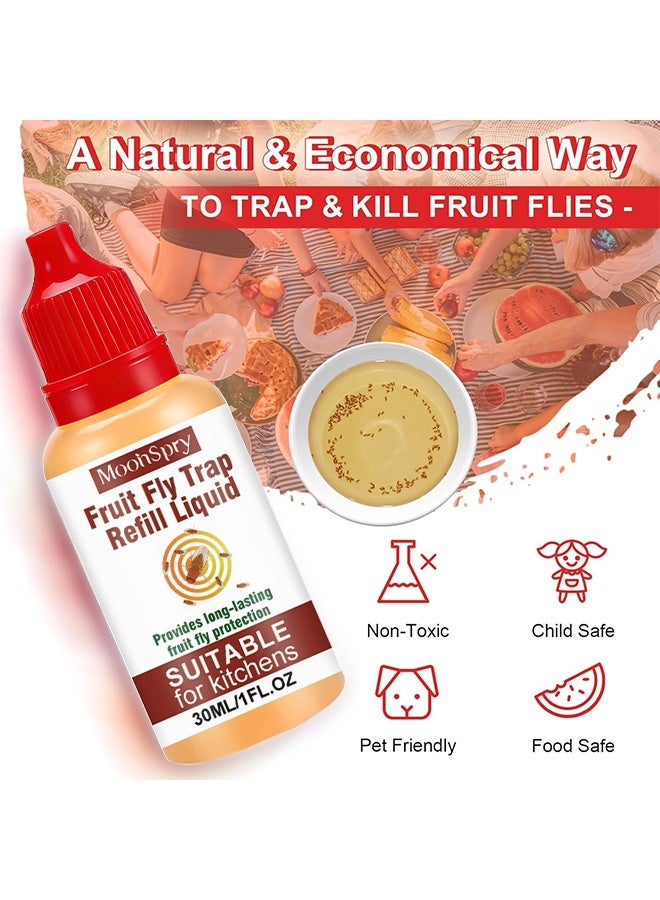 MOONSPRY Fruit Fly Trap Refill Liquid, Fly Bait Product, Fructose Luring Technology, Continuous Trapping To Reduce Pest Problems, Liquid Fly Traps Refill For Indoors, Effective Lure Refill Gnat Catcher For Home Kitchen Use, Non Toxic Safe Near Food, 30ml - Image 4