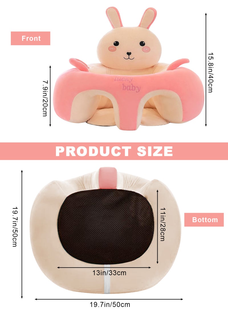 أوربازار أريكة للأطفال، كرسي تعليم الجلوس، مقعد دعم للأطفال، وسادة واقية، وسادة مخملية، كرسي جلوس للأطفال، مقعد دعم للأطفال، مقاعد مخملية للأطفال الصغار (أرنب وردي) - Image 2