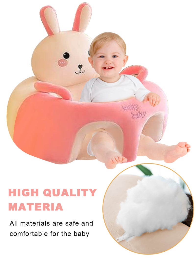 أوربازار أريكة للأطفال، كرسي تعليم الجلوس، مقعد دعم للأطفال، وسادة واقية، وسادة مخملية، كرسي جلوس للأطفال، مقعد دعم للأطفال، مقاعد مخملية للأطفال الصغار (أرنب وردي) - Image 3