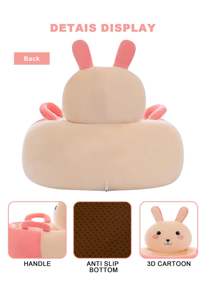 أوربازار أريكة للأطفال، كرسي تعليم الجلوس، مقعد دعم للأطفال، وسادة واقية، وسادة مخملية، كرسي جلوس للأطفال، مقعد دعم للأطفال، مقاعد مخملية للأطفال الصغار (أرنب وردي) - Image 4