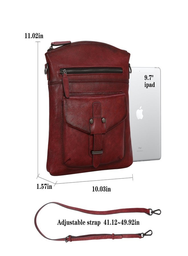 HESHE Leather Purses for Women Crossbody Vintage Shoulder Bag Satchel Purse Lightweight Handbags Travel Purse(Wine) - Image 4