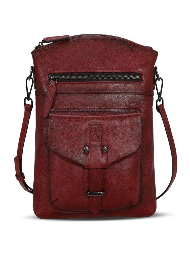 HESHE Leather Purses for Women Crossbody Vintage Shoulder Bag Satchel Purse Lightweight Handbags Travel Purse(Wine) - Image 1