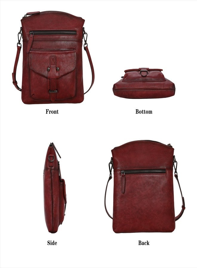 HESHE Leather Purses for Women Crossbody Vintage Shoulder Bag Satchel Purse Lightweight Handbags Travel Purse(Wine) - Image 5