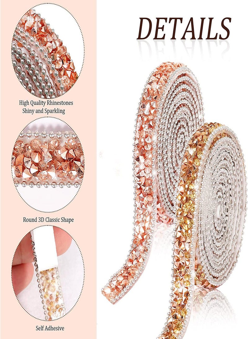 Y&D Crystal Rhinestone Diamond Ribbon, 3 Rolls Self Adhesive Ribbon Stickers, Glitter DIY Roll Belt for Crafts Wedding Birthday Clothing Car Decor (1Yard x 0.6")  - Image 2
