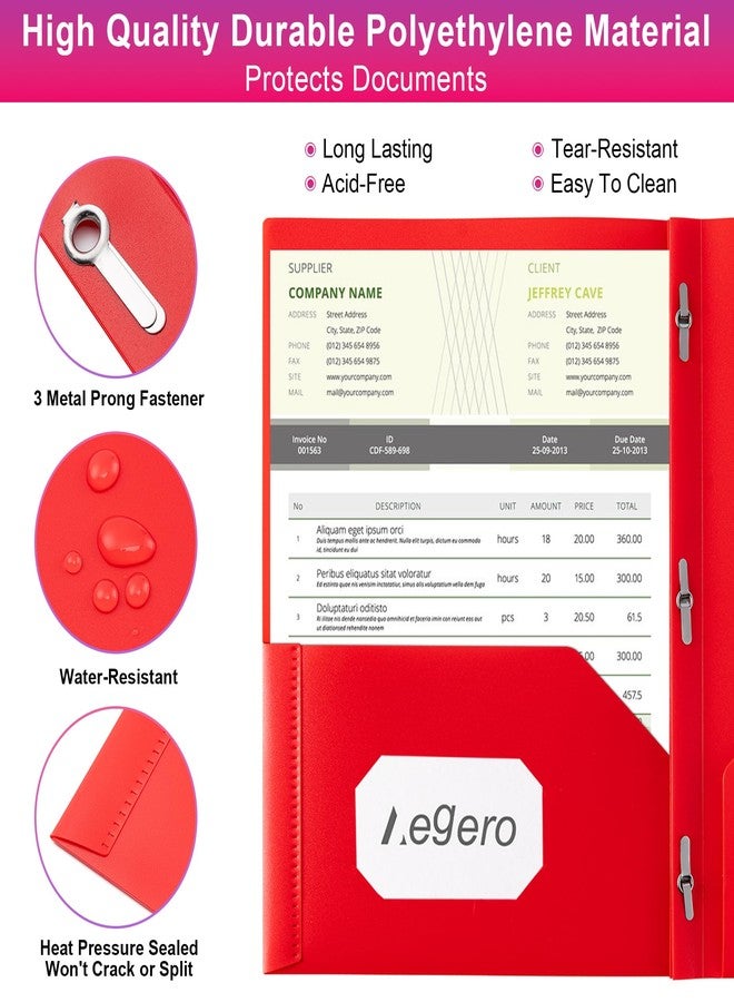 Aegero Folders with Pockets and Prong with Fasteners (6 Pack, Assorted Colors),Durable Plastic Pocket Folders with Prongs,Tear Resistant,2 Pocket 3 Prong Folders for Schoolwork & Office,Letter Size - Image 4