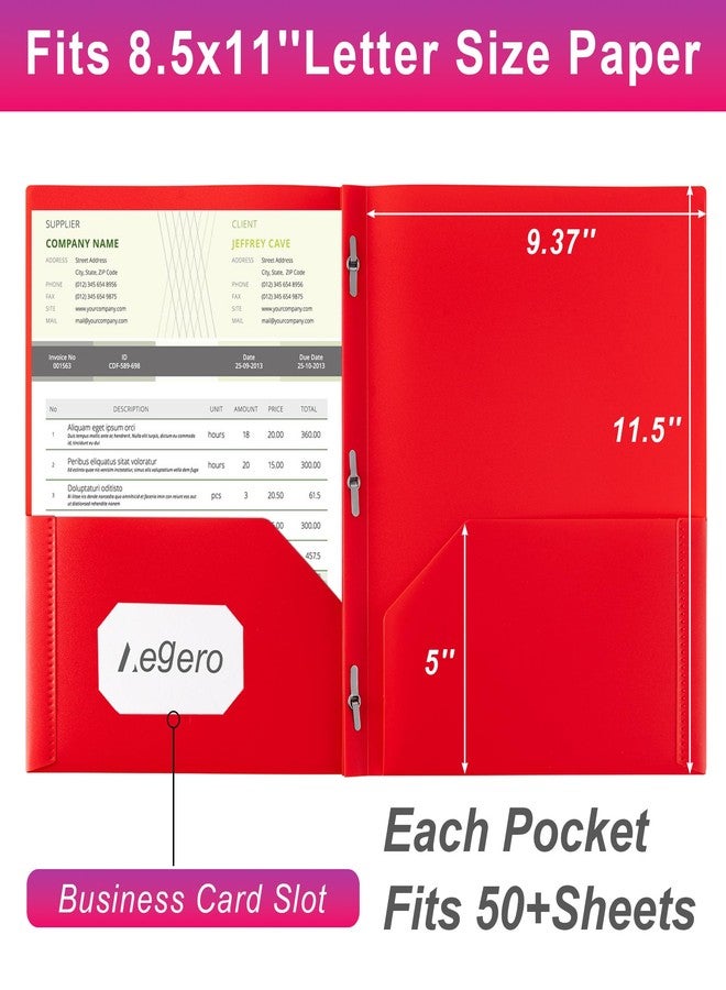 Aegero Folders with Pockets and Prong with Fasteners (6 Pack, Assorted Colors),Durable Plastic Pocket Folders with Prongs,Tear Resistant,2 Pocket 3 Prong Folders for Schoolwork & Office,Letter Size - Image 2