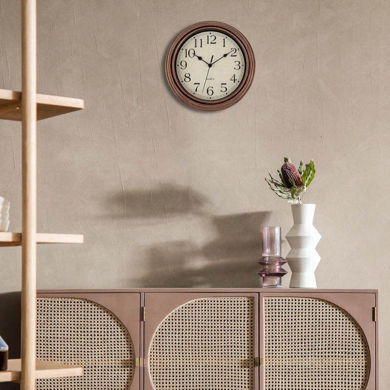 Foxtop Vintage Copper Wall Clock 12 Inch Silent Non Ticking Battery Operated Quartz Round Retro Wall Clock Decorative for Kitchen Bedroom Living Room Office Classroom - Image 5