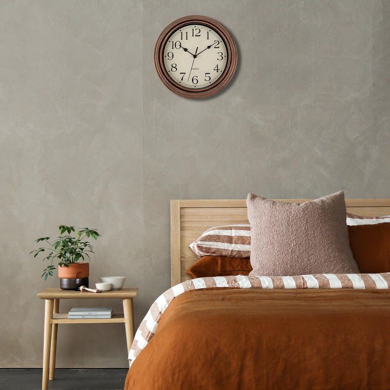 Foxtop Vintage Copper Wall Clock 12 Inch Silent Non Ticking Battery Operated Quartz Round Retro Wall Clock Decorative for Kitchen Bedroom Living Room Office Classroom - Image 4