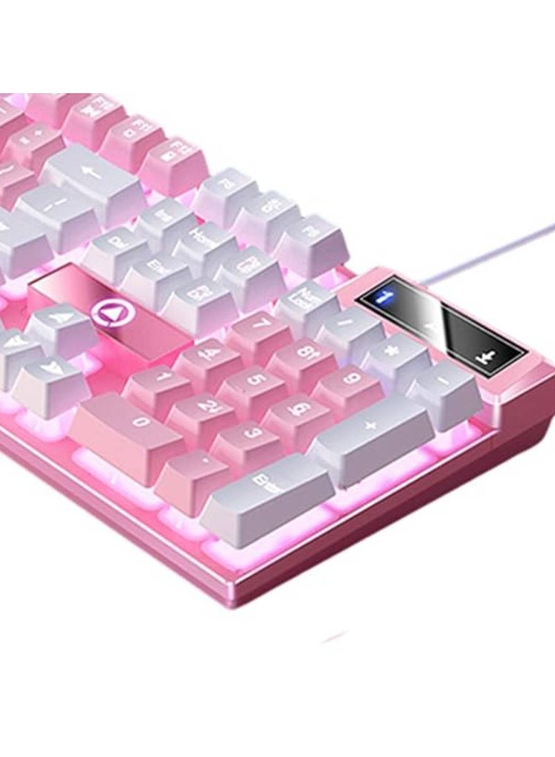 AROAQ Gaming Keyboard USB LED Lighting for Game and Office Pink White - Image 2