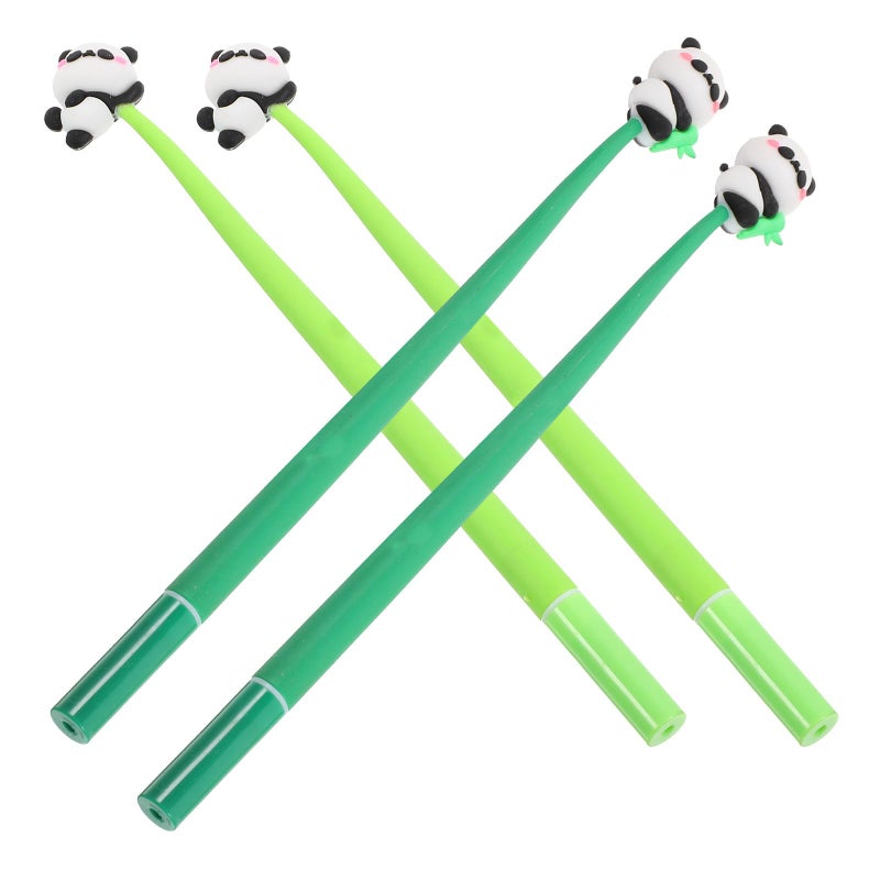 4 Pcs Cute Panda Gel Ink Pens Set with Silicone Grip Smooth Writing for School Office Note Taking Exams - Image 2
