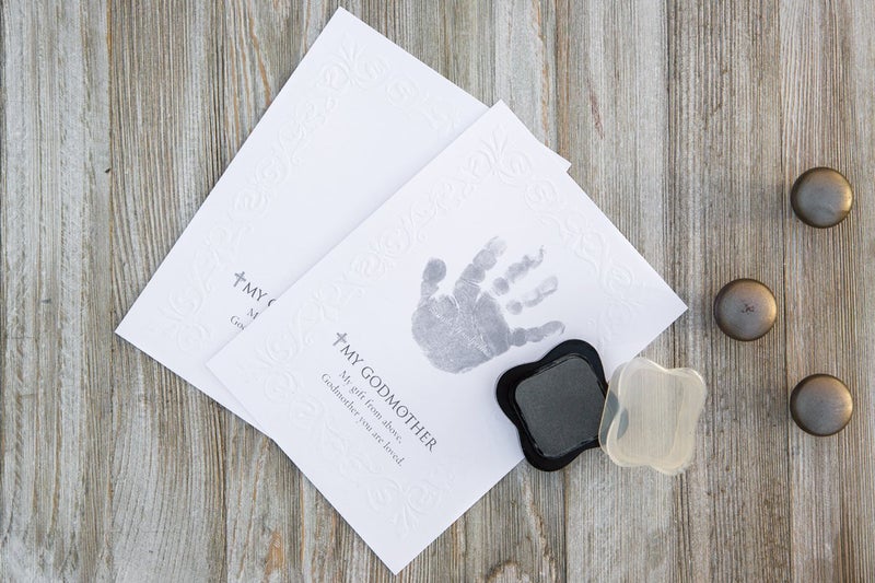 The Grandparent Gift Co. The Grandparent Gift Godmother Godchild Handprint Frame, Grey - Gift for Godmother from Godson or Goddaughter on Baptism, Confirmation - Image 3