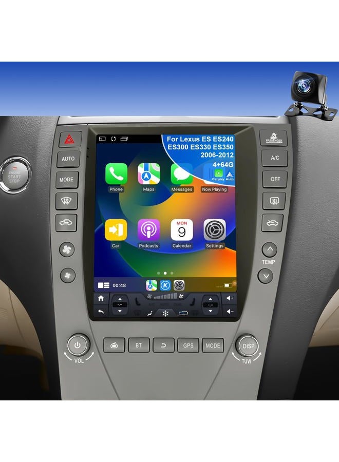 iCarSEPTON 4+64G 5GWifi Upgrade Car Radio for Lexus ES240 ES300 ES330 ES350 2006-2012, 9.7inch Tesla Style Touchscreen Setreo, Wireless Carplay Android Auto Head Unit GPS Navigation FM Bluetooth Backup Camera - Image 1