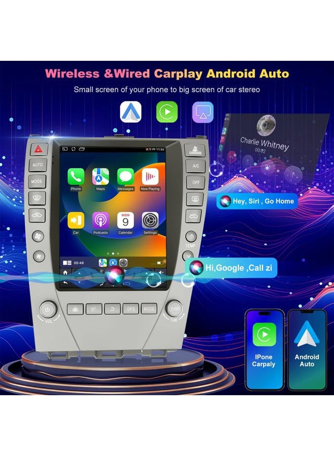 iCarSEPTON 4+64G 5GWifi Upgrade Car Radio for Lexus ES240 ES300 ES330 ES350 2006-2012, 9.7inch Tesla Style Touchscreen Setreo, Wireless Carplay Android Auto Head Unit GPS Navigation FM Bluetooth Backup Camera - Image 3