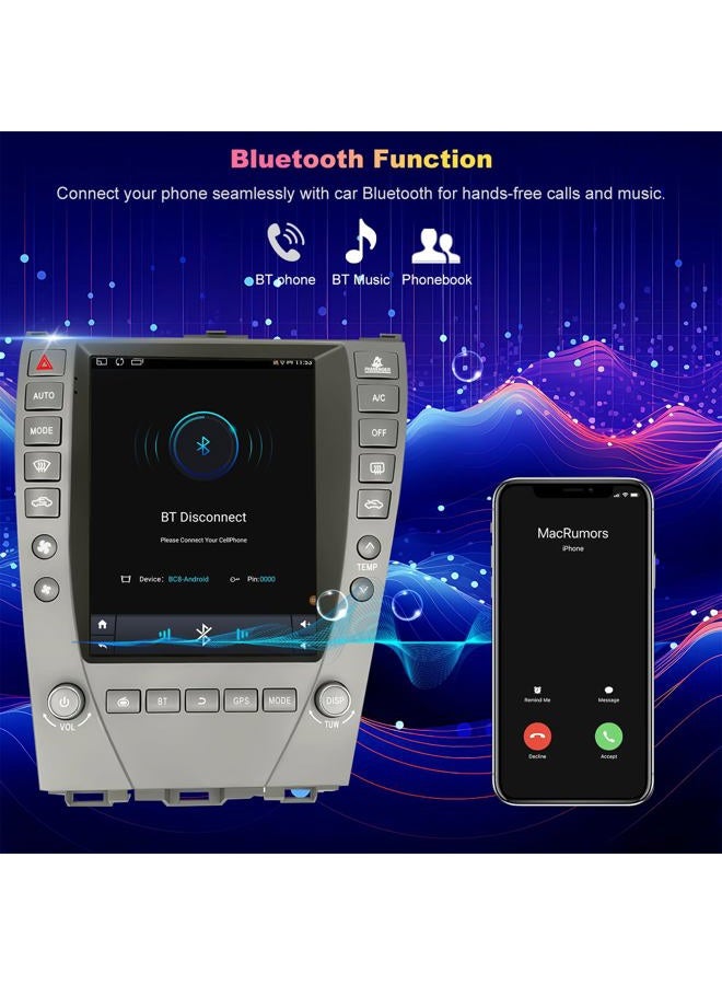 iCarSEPTON 4+64G 5GWifi Upgrade Car Radio for Lexus ES240 ES300 ES330 ES350 2006-2012, 9.7inch Tesla Style Touchscreen Setreo, Wireless Carplay Android Auto Head Unit GPS Navigation FM Bluetooth Backup Camera - Image 4