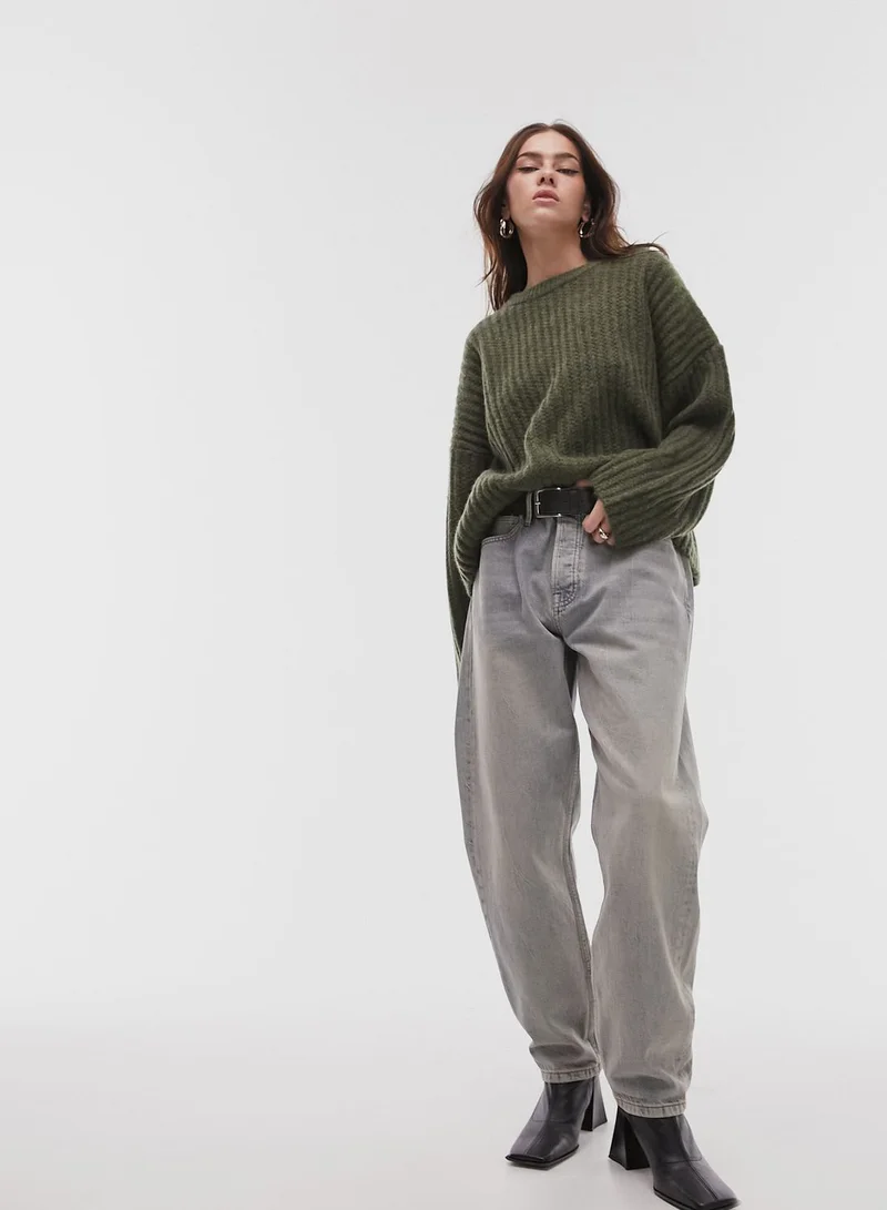 TOPSHOP Crew Neck Ribbed Sweater
