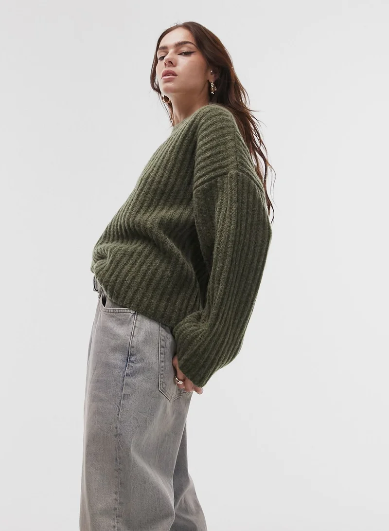 TOPSHOP Crew Neck Ribbed Sweater
