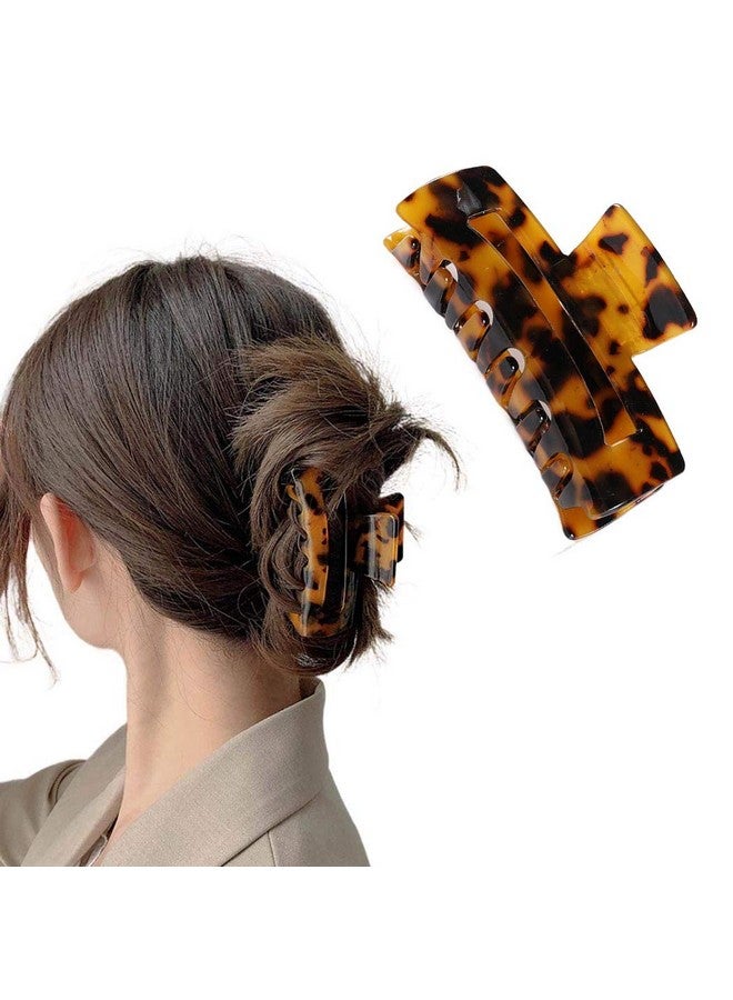 هالوتي مشبك شعر على شكل موزة ومشابك شعر على شكل سلحفاة ونمط فرنسي مطبوع عليه جلد النمر وإكسسوارات شعر كبيرة الحجم للنساء والفتيات (بوهو) - Image 1