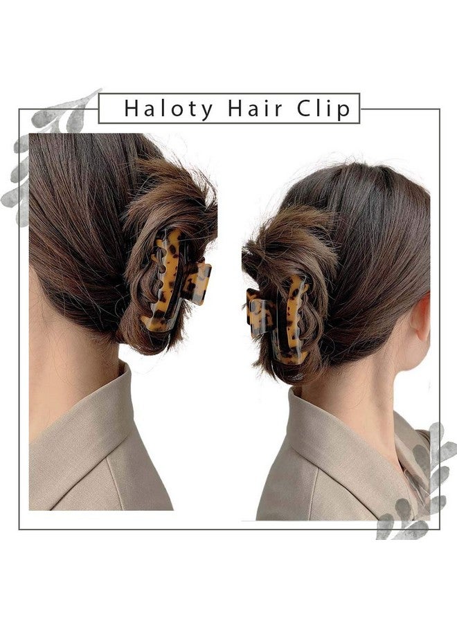 هالوتي مشبك شعر على شكل موزة ومشابك شعر على شكل سلحفاة ونمط فرنسي مطبوع عليه جلد النمر وإكسسوارات شعر كبيرة الحجم للنساء والفتيات (بوهو) - Image 4