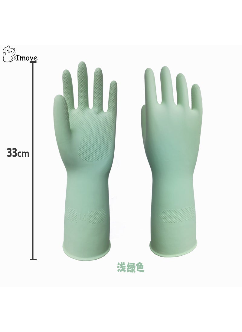 Arabest Japanese latex household dishwashing gloves non-slip anti-fouling wear-resistant thickened rubber accessible food rubber gloves light green 