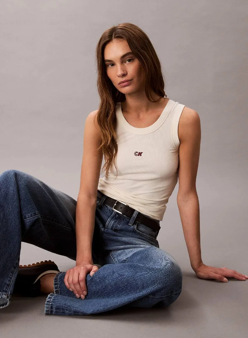Calvin Klein Jeans Cloud Cream Modal Stretch Rib Tank Top for Women | Best Price UAE